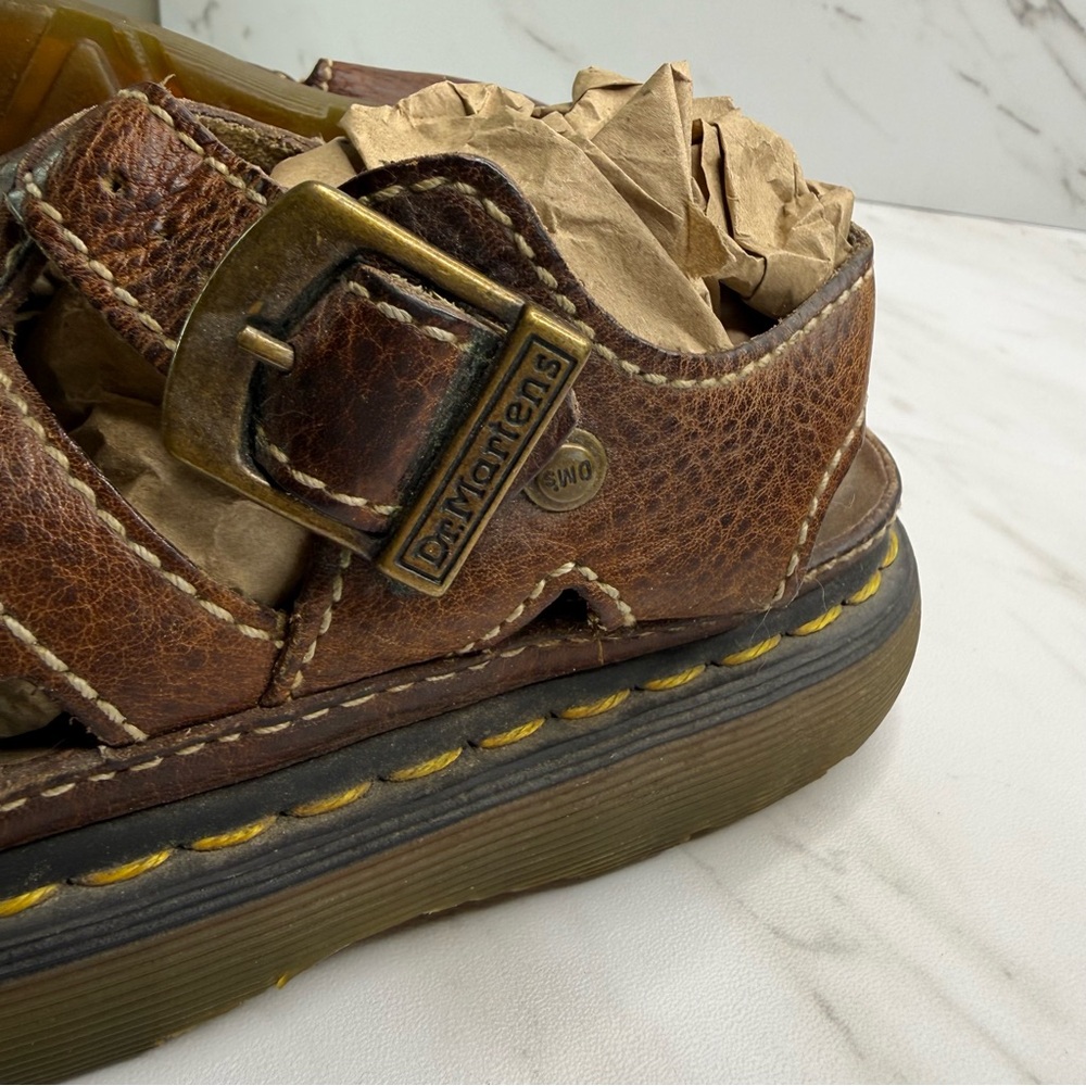 Vtg 1990's Dr. Martens D10715 Brown Leather Braided Chunky Platform Sandals - Picture 9 of 12